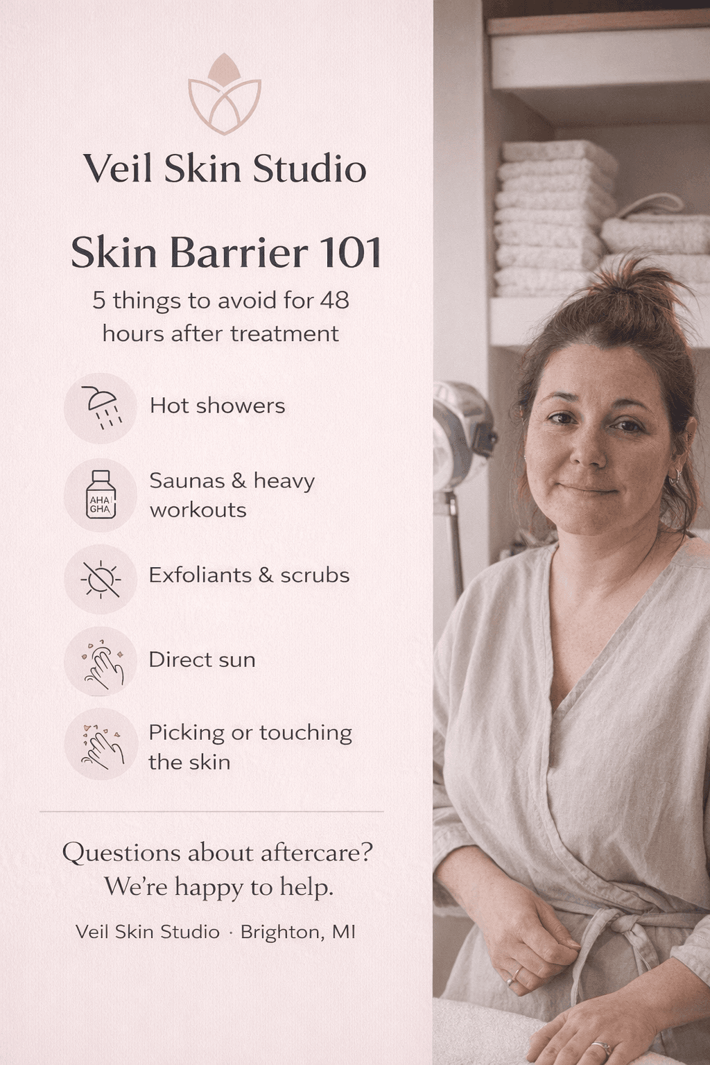 Veil Skin Studio aftercare graphic titled Skin Barrier 101